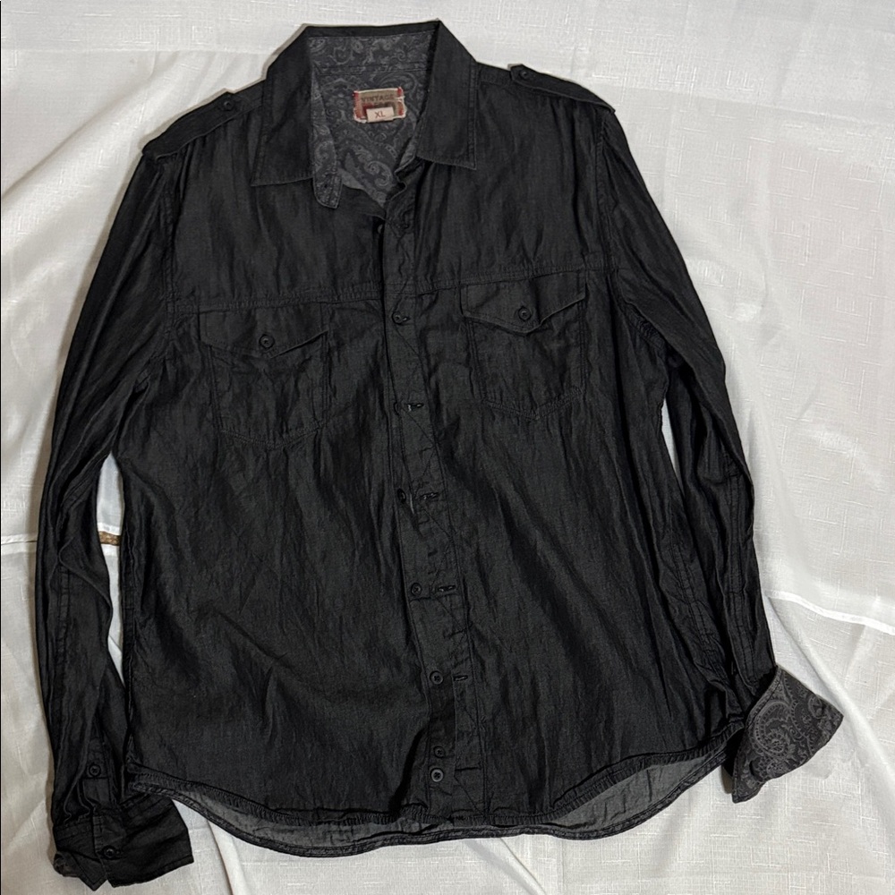 Men's Black Casual Button Down Shirt